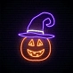 Halloween Pumpkin with Hat and Smile Neon Sign