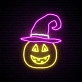 Halloween Pumpkin with Hat and Smile Neon Sign
