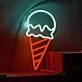 Ice Cream Scoop Cone Neon Sign