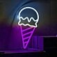Ice Cream Scoop Cone Neon Sign