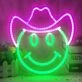 Smiley Face with Cowboy Hat Neon Sign