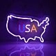 USA Map Neon Sign