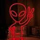 Alien Peace Sign Neon Sign