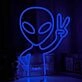 Alien Peace Sign Neon Sign