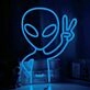 Alien Peace Sign Neon Sign