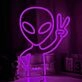 Alien Peace Sign Neon Sign