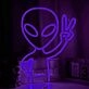 Alien Peace Sign Neon Sign