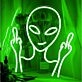 Alien Taunting Gesture Neon Sign