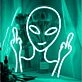 Alien Taunting Gesture Neon Sign