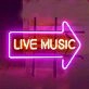 LIVE MUSIC Energetic Iron Frame Neon Sign