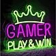 Play & Win Gamer King Crown Game Neon Sign