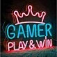 Play & Win Gamer King Crown Game Neon Sign