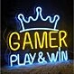 Play & Win Gamer King Crown Game Neon Sign