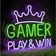 Play & Win Gamer King Crown Game Neon Sign