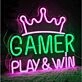 Play & Win Gamer King Crown Game Neon Sign
