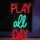 Play All Day Game Neon Sign