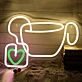 Hanging Heart Coffee Cup Neon Sign