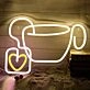 Hanging Heart Coffee Cup Neon Sign