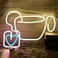Hanging Heart Coffee Cup Neon Sign