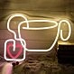 Hanging Heart Coffee Cup Neon Sign