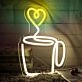 Heart Aroma Coffee Cup Neon Sign