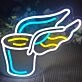 Winged Coffee Cup Neon Sign
