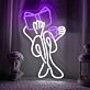 Little Girl Reading and Drinking Coffee Neon Sign