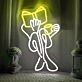 Little Girl Reading and Drinking Coffee Neon Sign