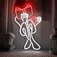 Little Girl Reading and Drinking Coffee Neon Sign