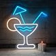 Simple Cocktail Glass Bar Neon Sign
