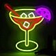 Lemon Cocktail Glass Bar Neon Sign