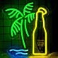 Beer Bottle Palm Tree Bar Neon Sign