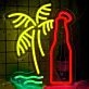 Beer Bottle Palm Tree Bar Neon Sign