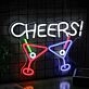 Colorful Cheers Bar Drink Neon Sign