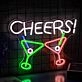 Colorful Cheers Bar Drink Neon Sign