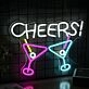 Colorful Cheers Bar Drink Neon Sign