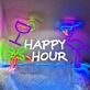 Happy Hour Flamingo Sunglasses Palm Tree Neon Sign