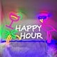 Happy Hour Flamingo Sunglasses Palm Tree Neon Sign