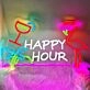 Happy Hour Flamingo Sunglasses Palm Tree Neon Sign