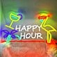Happy Hour Flamingo Sunglasses Palm Tree Neon Sign