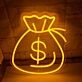 Vibrant Money Bag Neon Sign