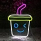 Cute Bubble Tea Ice Cream Adorable Neon Sign