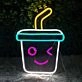 Cute Bubble Tea Ice Cream Adorable Neon Sign