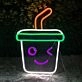 Cute Bubble Tea Ice Cream Adorable Neon Sign