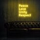 Peace Love Unity Respect Plur Neon Sign for Positive and Peaceful Spaces