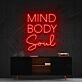 Mind Body Soul Neon Sign for Yoga and Meditation Spaces