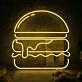 Gold Burger Neon Sign MNE11065 for Food Lovers and Dining Areas