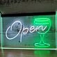 Open Wine Glass Cocktails Dual LED Neon Sign for Bars and Social Spaces