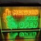 OPEN Mexican Food Cactus Dual LED Neon Sign for Restaurants
