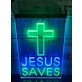 Cross Jesus Dual LED Neon Sign for Religious and Spiritual Spaces